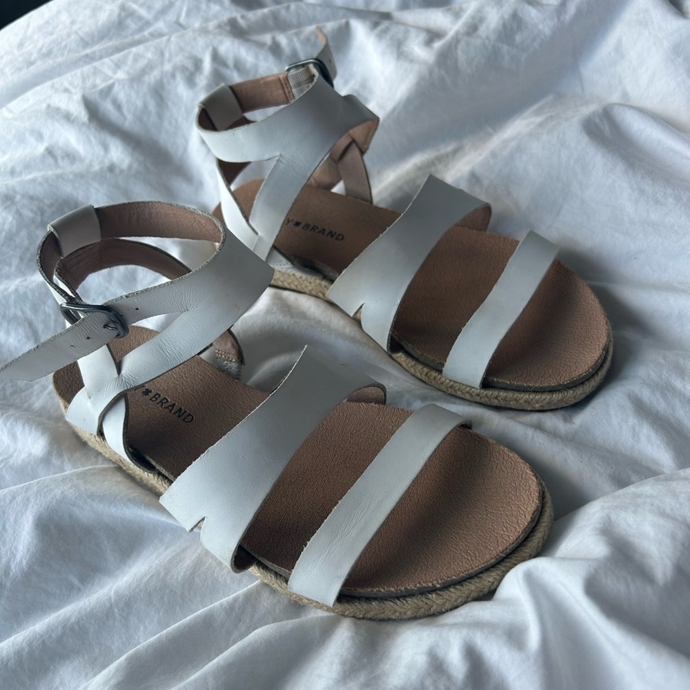 White Lucky Brand Sandals with small platform